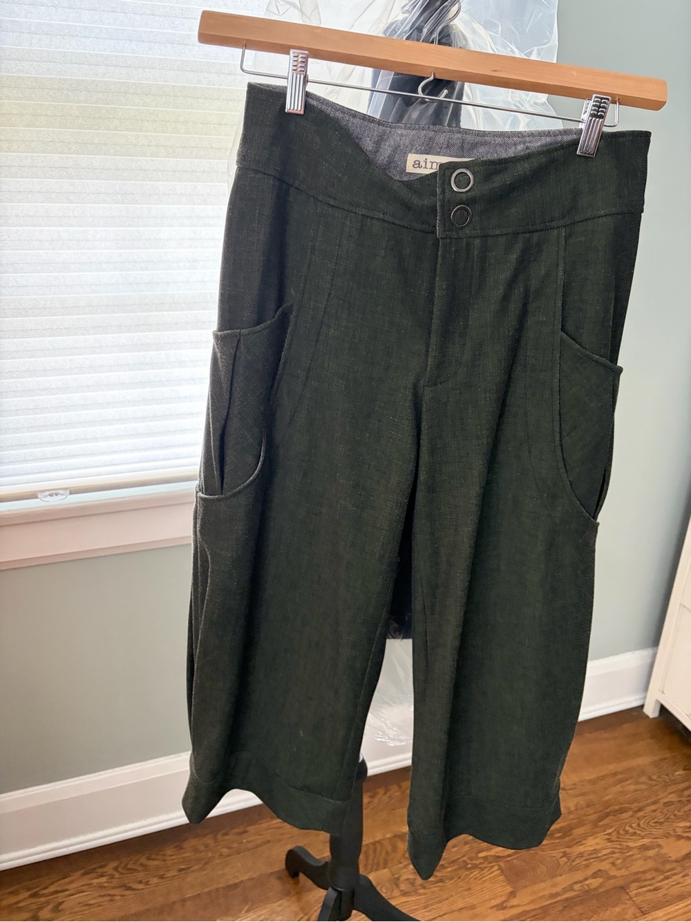 Aimee G Olive Green Wide-Leg Cargo Trousers